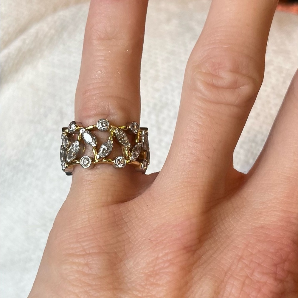 Euc Tiffany & Co Schlumberger Vigne Diamond Ring Gold - CA 2001